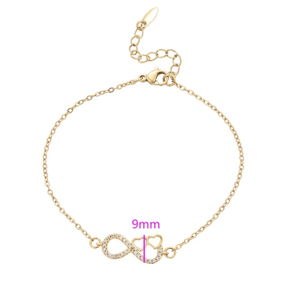Infinity Heart Bracelet | 14K Gold Plated CZ Stone | Luxury Jewelry - Picture 4 of 12